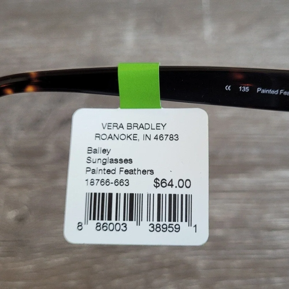 VERA BRADLEY Painted Feathers Sunglasses One Size
